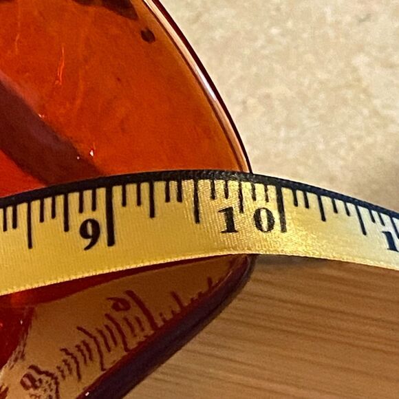 Vintage Bischoff Amberina ruffled compote bowl marked red hand made art glass - Picture 7 of 10